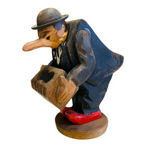 Vintage German Hand Craved Figural Man Hinged Back Compartment Nose Tobacianna